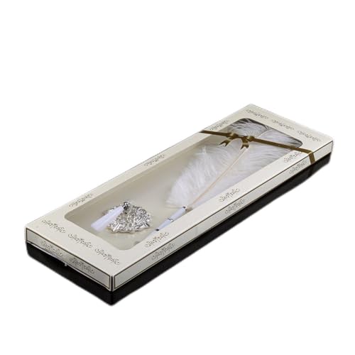 TOPINCN Federkiel, 2 Farben Straußenfeder Hochzeit Federkiel Signieren Kugelschreiber mit Metallhalter Neu(Silber) von TOPINCN