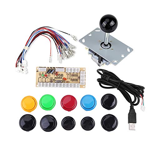 TOPINCN PC Joystick DIY Kit, Zero Delay Arcade Game DIY Kits Teile 10 Tasten 1 Joystick USB Encoder Board Arcade Game Zubehör Ersatz für MAME PC Arcade PC Game DIY von TOPINCN