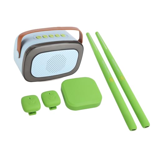 Virtual Air Drum Set Genaues Elektronisches Drum Kit Tragbares Trainingsset für Erwachsene, Vielseitiges Drumming -Set für Home Office Garden, Absize, Schwarz (Green) von TOPINCN