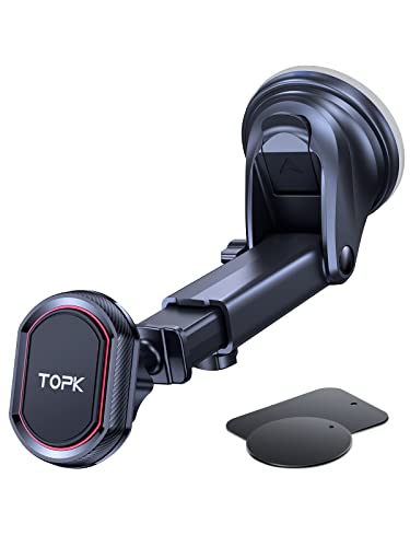 TOPK Handyhalterung Auto Magnet mit Starker Saugkraft für Armaturenbrett und Windschutzscheibe, Universal 360° Drehbar Kfz Handyhalterung für iPhone Huawei Samsung von TOPK