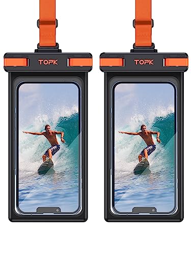 TOPK [2 stück 2024 Neue wasserdichte Handytasche, [Unterwasser-Bildschirm berührbar] IPX8 wasserdichte Handyhülle kompatibel mit iPhone 14 13 12 11 Pro Max Xs Plus Samsung Galaxy S22 schwarz von TOPK