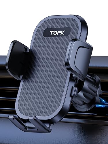 TOPK Handyhalterung Auto, Handyhalter fürs Auto Lüftung [Upgraded Hook Clip] mit EIN-Knopf-Release 360° Drehung Kfz Handy Halterung Kompatibel mit iPhone Android Smartphone usw. von TOPK