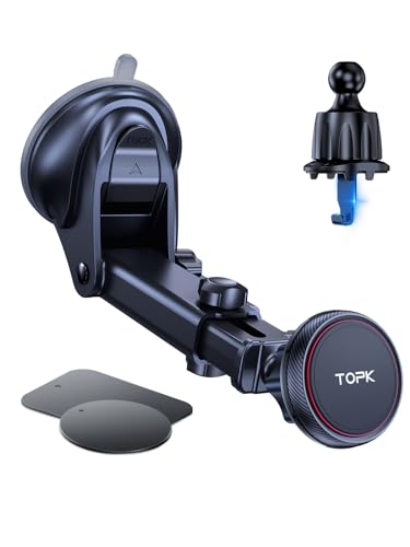 TOPK Handyhalterung Auto Magnet für Lüftung Armaturenbrett und Windschutzscheibe Universal 360° Drehbar Handy KFZ Halterungen von TOPK