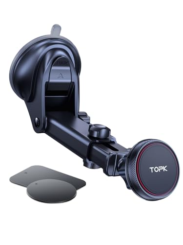 TOPK Handyhalterung Auto Magnet mit Starker Saugkraft für Armaturenbrett und Windschutzscheibe, Universal 360° Drehbar Kfz Handyhalterung für Smartphone und Tablet von TOPK