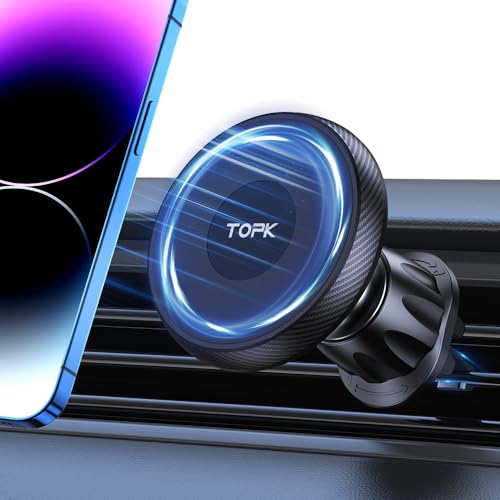 TOPK Mag-Safe Handyhalterung für Autos, magnetische Handyhalterung fürs Auto, Lüftungsschlitz-Autohalterung mit stärkstem Magnet, Autohalterung für iPhone 15/14/13/12 Serie von TOPK