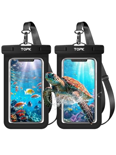 TOPK wasserdichte handyhülle, [2 stück] Unterwasser handyhülle Universal IPX8 Wasserfeste Handy Hülle für Samsung A22 A53 5G iPhone 13 12 etc Smartphone bis zu 7 Zoll von TOPK