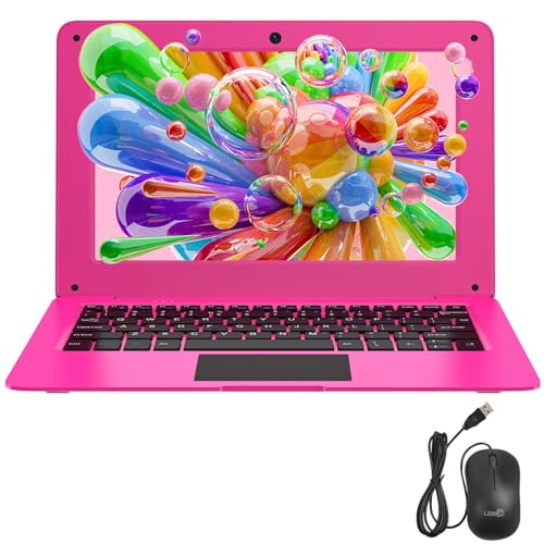 TOPOSH Mini-Laptop 10 Zoll für Kinder und Studenten, kompatibel mit W10, mehrsprachig, Tastaturaufkleber inkl., 8 GB RAM, 128 GB SSD (erweiterbar), Int CPU N4000 - Rosa von TOPOSH