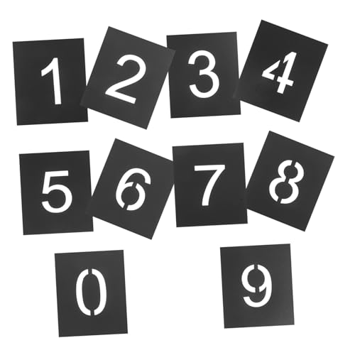 TOPPERFUN 1 Satz Digitale Unterschrift Wiederverwendbare Schablonen Zahlen Nummer Schablone Vinyl Adresse 0-9 Adressnummernschablone Schablonen Zum Malen Nummeriert Türen Black Pvc von TOPPERFUN