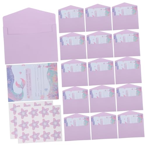 TOPPERFUN 1 Satz Meerjungfrau-Einladungskarte weihnachtskarten weihnachtsgeschenke Thanksgiving-Grußkarte Weihnachtseinladungskarte Grußkarten-Organizer Papier Violett von TOPPERFUN