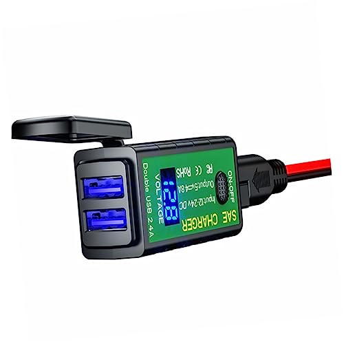 TOPPERFUN 1Stück USB Ladegerät mit Temperaturanzeige Dual USB Steckdose Verlängerungskabel Kompatibel mit Smartphones und Tablets Einfach von TOPPERFUN