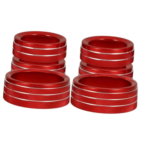TOPPERFUN 2 Sätze Innenausstattung Für Autos Innere Schlüssel Ac Knöpfe Auto Zubehör Auto Zübehör Auto-knopf-ring- Zierring Für Den Mittelkonsolenknopf Aluminium Rot 3 Stück * 2 von TOPPERFUN