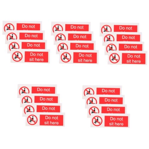 TOPPERFUN 5 Stück Keine sitzenden Aufkleber Selbstklebende Aufkleber Sicherheitswarnung Aufkleber Vorsicht Vinyl sticker zum beschriften aufkleber zum beschriften Wandaufkleber Warnschild von TOPPERFUN