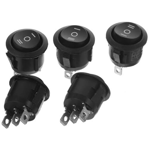 TOPPERFUN 5Stk 3 Steuerung Auto Drucktaster Rund Wipptaster Schwarz von TOPPERFUN
