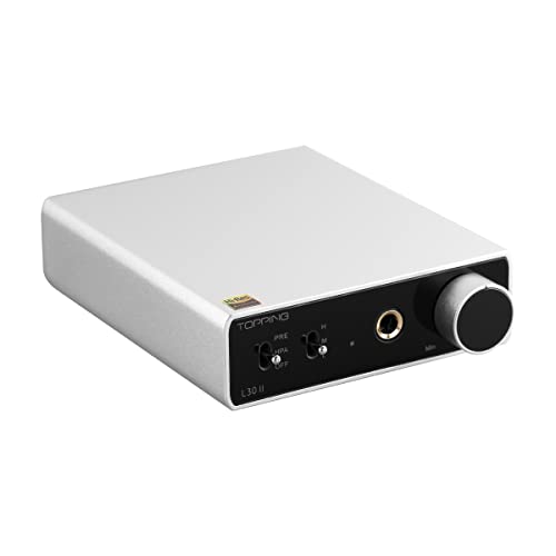 TOPPING L30II NFCA Linear Kopfhörerverstärker – 6,35 mm Klinke 3,5 mm Adapter RCA Eingang und Ausgang 37 Vpp hohe Ausgangsspannung Mini HiFi Amp Audio Hi-Res Vorverstärker Silber von TOPPING