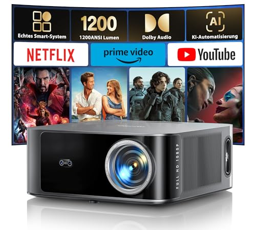 Beamer 4K【Offizielles Netflix & 36W Dolby Audio】 Toptro 1200 ANSI Smart Beamer Heimkino, 1080P Full HD Video Projektor mit Zwei-Wege Bluetooth WiFi, KI-Autofokus & Trapezkorrektur für Outdoor/Handy Beamer 4K【Offizielles Netflix & 36W Dolby Audio】 Toptro 1200 ANSI Smart Beamer Heimkino, 1080P Full HD Video Projektor mit Zwei-Wege Bluetooth WiFi, KI-Autofokus & Trapezkorrektur für Outdoor/Handy von TOPTRO