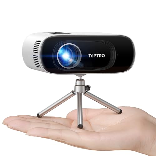 Mini Beamer Full HD 1080P Unterstützung,【Auto Keystone】WiFi Bluetooth Handy Klein Tragbarer Beamer Heimkino, TOPTRO LED Projektor 15000 Lumens mit Stativ, Zoom für TV Stick/iOS/Andorid/Laptop HDMI USB von TOPTRO