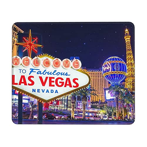 Las Vegas Night City Printing Mouse Pad with Stitched Edges, Washable Mouse Pad for Office Home Gaming Work Use von TOPUNY