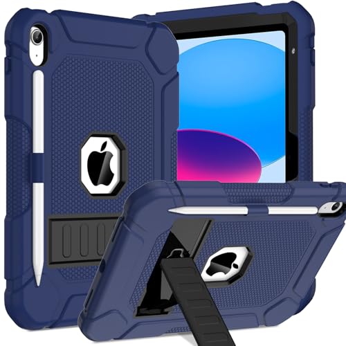 TOPWANT Schutzhülle für iPad (A16) 11. / 10. Generation (11/11 Zoll) 2025/2022, strapazierfähig, stoßfest, robust, mit Ständer und Stifthalter, Marineblau von TOPWANT