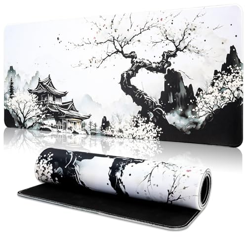 TOPWAYS Mauspad Mousepad XXL, Mauspad Groß Schreibtischunterlage Gaming Mauspad 800x300 Mousepad Desk Mat Maus pad Schreibtisch Zubehör (Kirschblüte) von TOPWAYS