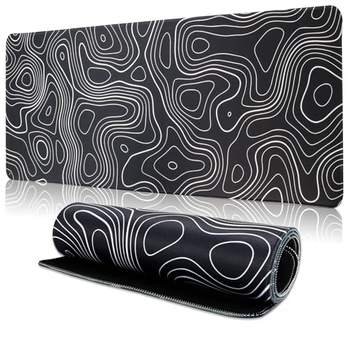 TOPWAYS Mauspad Mousepad XXL, Mauspad Groß Schreibtischunterlage Gaming Mauspad 800x300 Mousepad Desk Mat Maus pad Schreibtisch Zubehör (Schwarz Gelände) von TOPWAYS