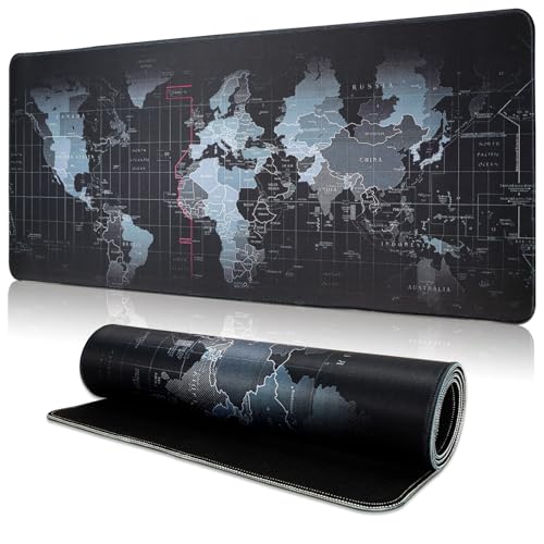 TOPWAYS Mauspad Mousepad XXL, Mauspad Groß Schreibtischunterlage Gaming Mauspad 800x300 Mousepad Desk Mat Maus pad Schreibtisch Zubehör (Weltkarte B) von TOPWAYS