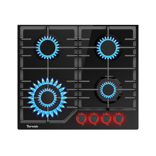 TOPWISH Gaskochfeld 4 flammig,Einbau Gaskochfeld 60cm, Gaskochfelder mit Italien SABAF-Brenner,Glasherd mit rote beleuchteter Drehknopf,NG/LPG Konvertierbar,Automatischer Thermoelementschutz,8000 Watt TOPWISH Gaskochfeld 4 flammig,Einbau Gaskochfeld 60cm, Gaskochfelder mit Italien SABAF-Brenner,Glasherd mit rote beleuchteter Drehknopf,NG/LPG Konvertierbar,Automatischer Thermoelementschutz,8000 Watt von TOPWISH