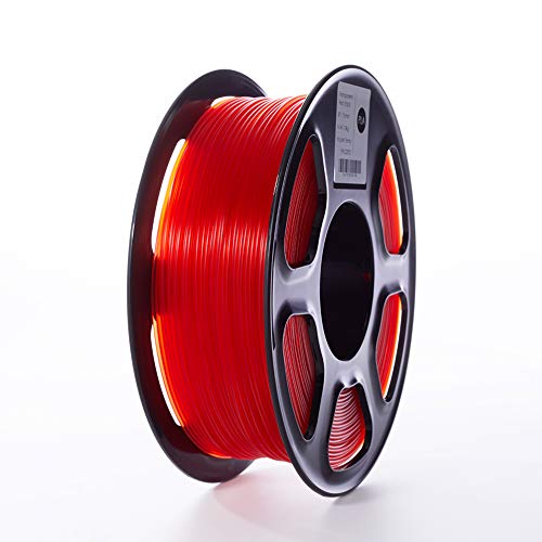 TOPZEAL 3D Drucker Filament, PLA Filament der Transparenten Serie, 1,75mm, Maßgenauigkeit +/- 0,02mm, 1KG Spule für 3D Drucker und 3D Stift (Transparent-Red) von TOPZEAL