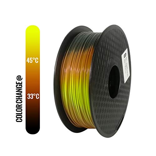 TOPZEAL 3D Drucker Filament PLA 1,75mm Farbe ändern durch Temperatur, Maßgenauigkeit +/- 0,05 mm, 1KG Spule für 3D Drucker und 3D Stift (schwarz zu orange zu gelb) von TOPZEAL