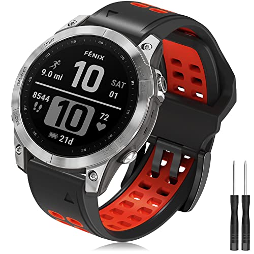 Armband Fenix 7/Fenix 6/Fenix 5 Uhrenarmband, 22mm Silikon Ersatzarmband Sport Armband für Fenix 5 Plus/Fenix 6 Pro/Fenix 7 Solar/Forerunner 945/935/Approach S62/S60/Garmin Instinct/Quatix 6/5 von TOPsic