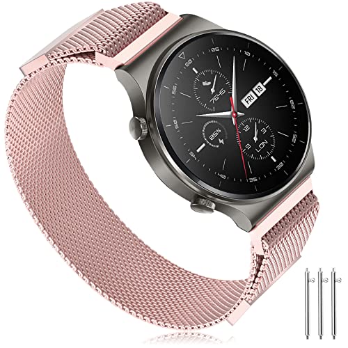 Armband Huawei Watch GT2 46mm/Huawei Watch GT2e Uhrenarmband, 22mm Mesh Edelstahl Ersatzband Doppelmagnet Armband für Huawei Watch GT2 Pro/Huawei Watch GT Active/Huawei Watch 3/3 Pro/Amazfit GTR 3/2 von TOPsic