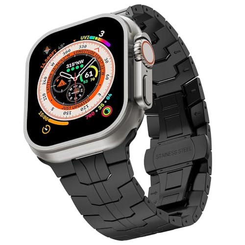 Edelstahl Armband Kompatibel mit Apple Watch Ultra 2/Ultra 49mm 45mm 44mm 42mm, Metall Ersatzband Armbänder Gliederarmband Edelstahl Armband für iWatch Ultra 2/Ultra Series 9 8 7 SE Series 6 5 4 3 2 1 von TOPsic