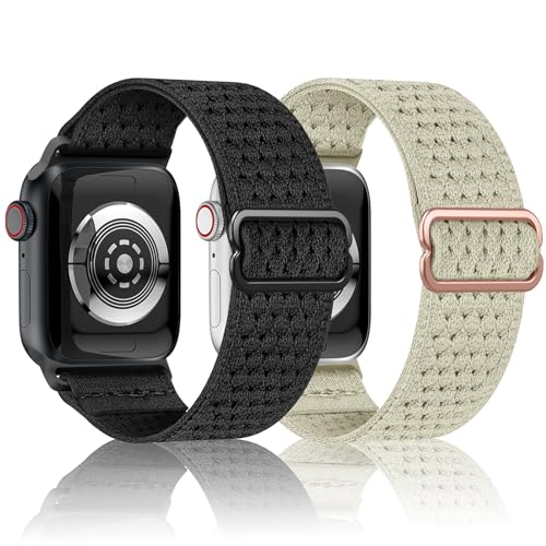 Geflochtenes Nylon Apple Watch Armband 41mm 40mm 38mm, Sport Atmungsaktiv Ersatzarmband Elastisches Nylon Armband für iWatch Ultra Series 8 7 6 5 4 3 2 1 SE von TOPsic