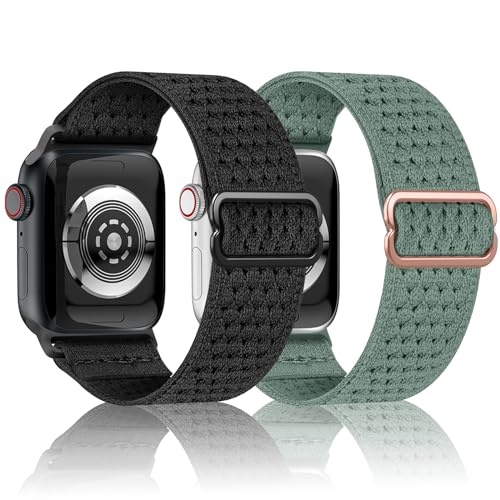 Geflochtenes Nylon Apple Watch Armband 49mm 45mm 44mm 42mm, Sport Atmungsaktiv Ersatzarmband Elastisches Nylon Armband für iWatch Ultra Series 8 7 6 5 4 3 2 1 SE von TOPsic