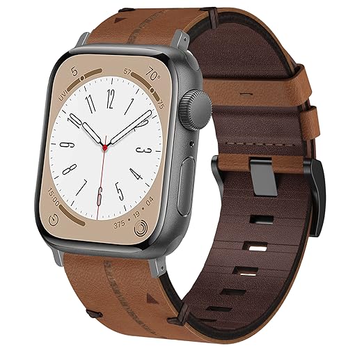 Leder Armband Apple Watch 41mm 40mm 38mm, Weiches Echtleder Ersatzarmband iWatch Armbänder für Apple Watch SE, iWatch Series Ultra 8 7 6 5 4 3 2 1 Damen Herren von TOPsic