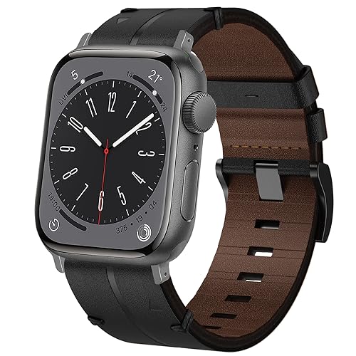 Leder Armband Apple Watch 45mm 44mm 42mm, Weiches Echtleder Ersatzarmband iWatch Armbänder für Apple Watch SE, iWatch Series Ultra 8 7 6 5 4 3 2 1 Damen Herren von TOPsic