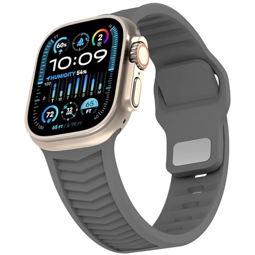 TOPsic Armband Apple Watch Ultra 2 49mm Silikon, Weich Ersatzarmband Köper Muster Ultra Armbänder Sport Armband für Apple Watch 45mm 44mm 42mm iWatch Series 9 8 SE2 7 6 SE 5 4 3 2 1 von TOPsic