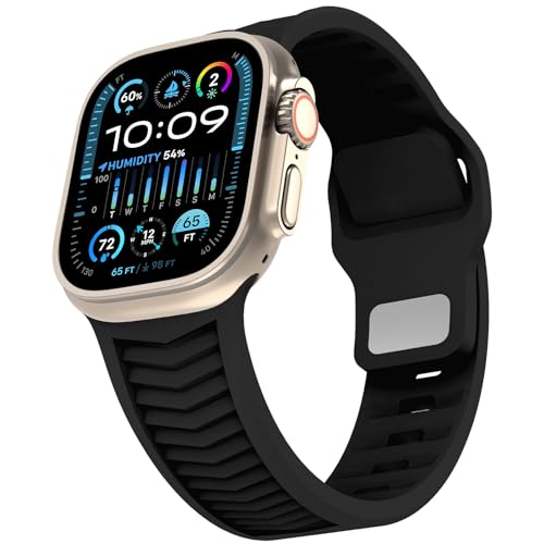 TOPsic Armband Apple Watch Ultra 2 49mm Silikon, Weich Ersatzarmband Köper Muster Ultra Armbänder Sport Armband für Apple Watch 45mm 44mm 42mm iWatch Series 9 8 SE2 7 6 SE 5 4 3 2 1 von TOPsic