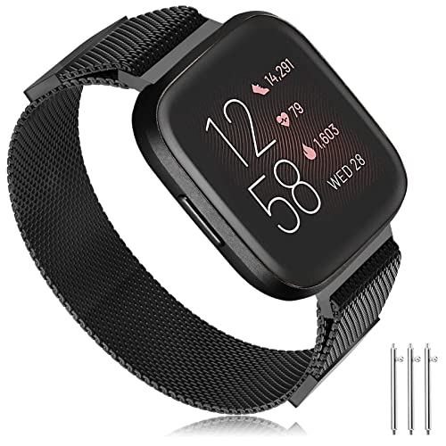 TOPsic Armband Versa 2/ Versa Uhrenarmband, 22mm Mesh Edelstahl Ersatzband Doppelmagnet Armband für Versa/Versa 2/Versa Lite/Versa SE Smartwatch von TOPsic