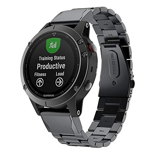 TOPsic Armband für Garmin Fenix 5, 22mm Edelstahl Link Armband Easy Fit Uhrenarmband für Instinct/Fenix 5/Fenix 5 Plus/Forerunner 935/Fenix 6/Fenix 6 Pro/Fenix 7/Fenix 7 Solar/Fenix 7 Sapphire Solar von TOPsic