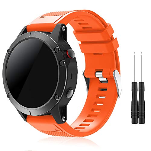 TOPsic Garmin Fenix 5 Sportuhr Armband - Silikon Sportarmband Uhr Armband Ersatzarmband mit Werkzeug für Garmin Fenix 5/Fenix 5 Plus/Fenix 6/Fenix 6 Pro/Fenix 7/Fenix 7 Solar/Fenix 7 Sapphire Solar von TOPsic