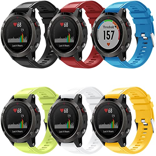 TOPsic Garmin Fenix 5 Sportuhr Armband - Silikon Sportarmband Uhr Armband Ersatzarmband mit Werkzeug für Garmin Fenix 5/Fenix 5 Plus/Fenix 6/Fenix 6 Pro/Fenix 7/Fenix 7 Solar/Fenix 7 Sapphire Solar von TOPsic