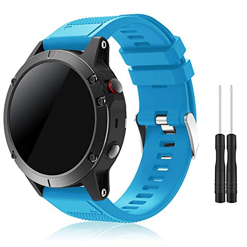 TOPsic Garmin Fenix 5 Sportuhr Armband - Silikon Sportarmband Uhr Armband Ersatzarmband mit Werkzeug für Garmin Fenix 5/Fenix 5 Plus/Fenix 6/Fenix 6 Pro/Fenix 7/Fenix 7 Solar/Fenix 7 Sapphire Solar von TOPsic