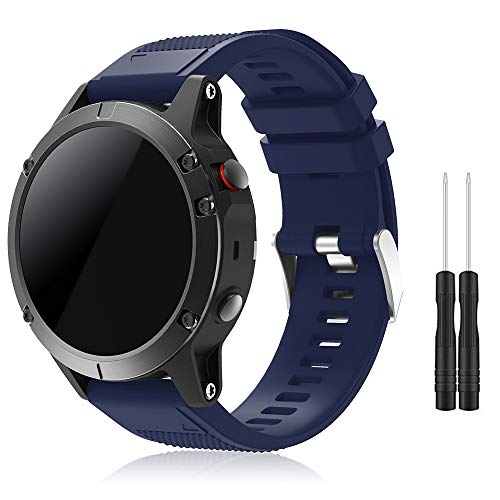 TOPsic Garmin Fenix 5 Sportuhr Armband - Silikon Sportarmband Uhr Armband Ersatzarmband mit Werkzeug für Garmin Fenix 5/Fenix 5 Plus/Fenix 6/Fenix 6 Pro/Fenix 7/Fenix 7 Solar/Fenix 7 Sapphire Solar von TOPsic