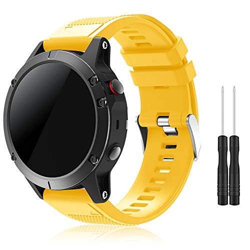 TOPsic Fenix 5 Sportuhr Armband - Silikon Sportarmband Uhr Armband Ersatzarmband mit Werkzeug für Fenix 5/Fenix 5 Plus/Fenix 6/Fenix 6 Pro/Fenix 7/Fenix 7 Solar/Fenix 7 Sapphire Solar/Fenix 8 47mm von TOPsic