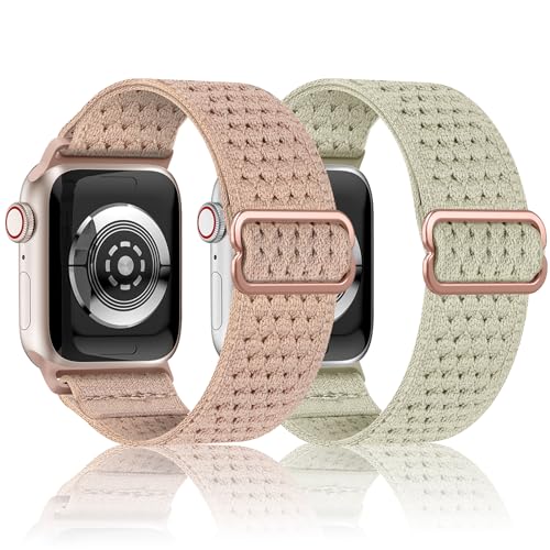 TOPsic Geflochtenes Nylon Apple Watch Armband 41mm 40mm 38mm, Sport Atmungsaktiv Ersatzarmband Elastisches Nylon Armband für iWatch Ultra Series 8 7 6 5 4 3 2 1 SE von TOPsic