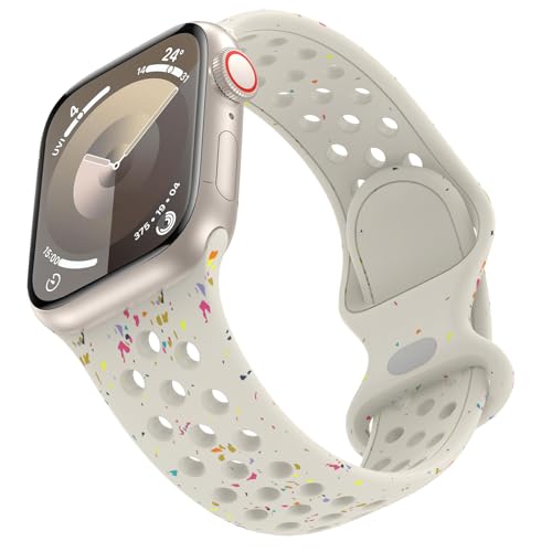 Sport Armband für Apple Watch 41mm Series 9, Silikon Atmungsaktiv Ersatzarmband Multi-coloured Silikon Sport Armbänder für Apple Watch 41mm 40mm 38mm iWatch Series 9 8 SE2 7 6 SE 5 4 3 2 1 von TOPsic