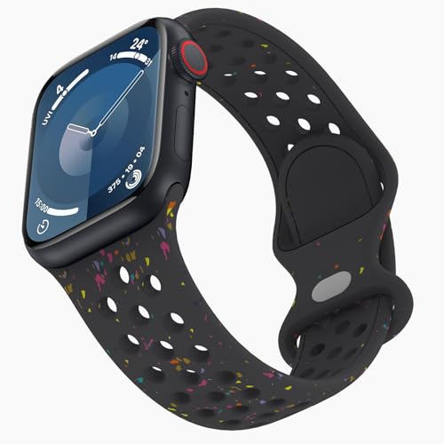 Sport Armband für Apple Watch 41mm Series 9, Silikon Atmungsaktiv Ersatzarmband Multi-coloured Silikon Sport Armbänder für Apple Watch 41mm 40mm 38mm iWatch Series 9 8 SE2 7 6 SE 5 4 3 2 1 von TOPsic