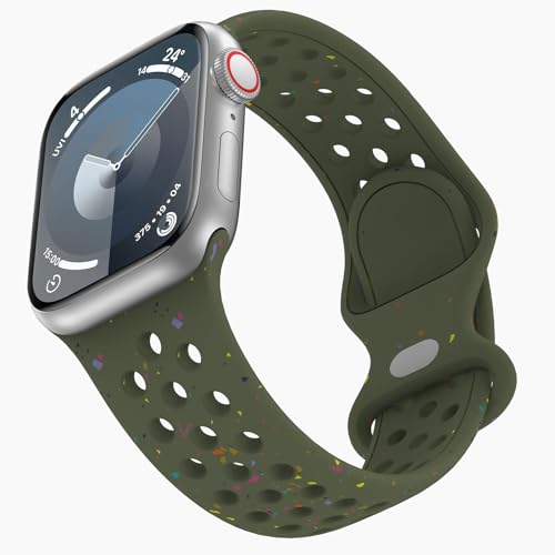 Sport Armband für Apple Watch 41mm Series 9, Silikon Atmungsaktiv Ersatzarmband Multi-coloured Silikon Sport Armbänder für Apple Watch 41mm 40mm 38mm iWatch Series 9 8 SE2 7 6 SE 5 4 3 2 1 von TOPsic