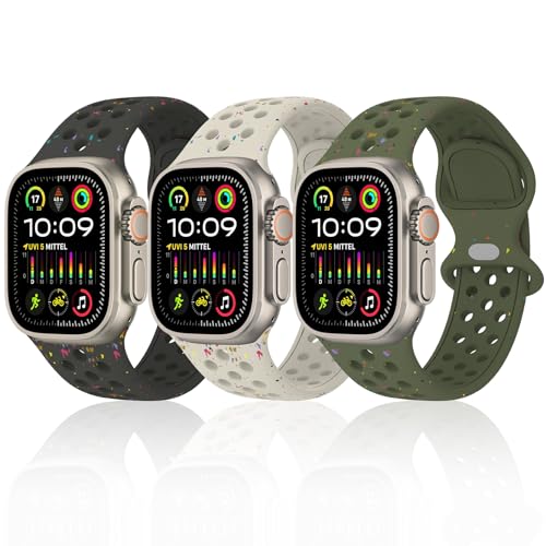 TOPsic Silikon Armband Kompatibel mit Apple Watch Ultra 2 49mm 45mm 44mm 42mm, Weich Atmungsaktiv Ersatzarmband Multi-Coloured Silikon Sport Armbänder für iWatch Series 9 8 7 6 SE 5 4 3 2 1 von TOPsic