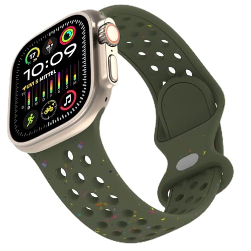 TOPsic Silikon Armband Kompatibel mit Apple Watch Ultra 2 49mm 45mm 44mm 42mm, Weich Atmungsaktiv Ersatzarmband Multi-Coloured Silikon Sport Armbänder für iWatch Series 9 8 7 6 SE 5 4 3 2 1 von TOPsic